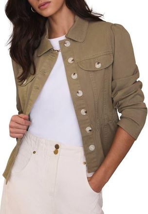 Mint Velvet Collared Peplum Jacket in Khaki at Nordstrom, Size X-Large