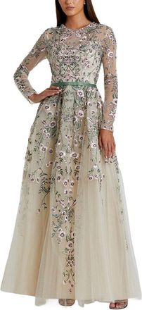 Mac Duggal Long Sleeve Embellished Gown
