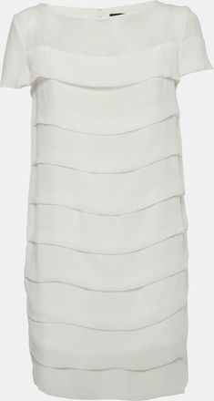 Elisabetta Franchi White Crepe And Chiffon Tiered Mini Dress