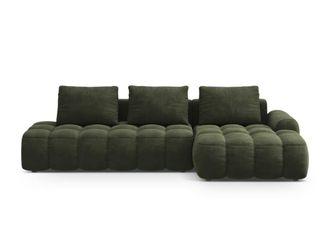 Cosmopolitan Design Sof&aacute; cama esquinero derecho con ba&uacute;l 3 plazas terciopelo verde
