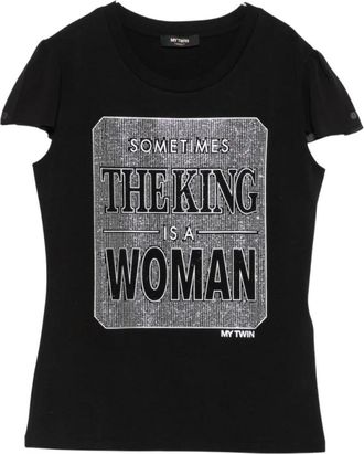 MY TWIN Twinset Shirt Logo Strass - Dames - T-shirts - Zwart - S - Tops