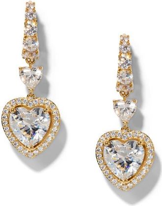 Nadri Le Bisou Halo Heart Drop Earrings in Gold at Nordstrom