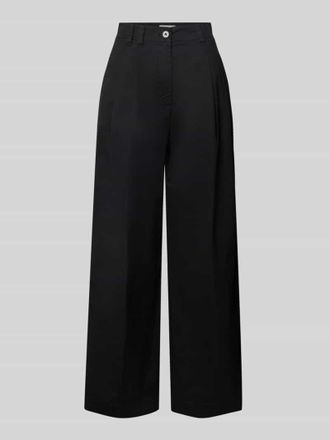 Marc O'Polo Wide Leg Bundfaltenhose aus Baumwoll-Mix in Black, Gr&ouml;&szlig;e 38