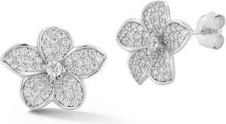 Glaze Jewelry Pav&eacute; Flower Stud Earrings in Silver at Nordstrom Rack