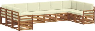 vidaXL Conjunto De Sof&aacute;s De Exterior 10 Uds. Natural Y Crema Vidaxl