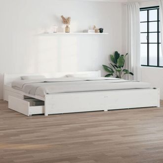 vidaXL Giroletto con Cassetti Bianco 150x200 cm Super King - Vidaxl