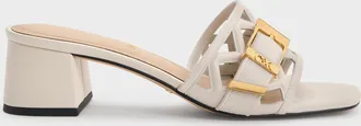 Charles & Keith Whitney Leather Cut-Out Heeled Mules