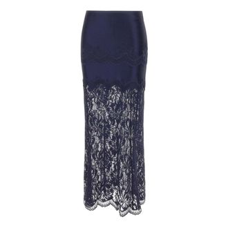 Paco Rabanne Lace Midi Skirt - female - Rabanne - Maxi Skirts - Blue - XS - Skirts
