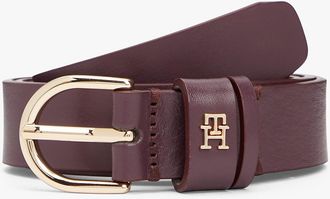 Tommy Hilfiger Womens Monogram Slim Leather Belt - Red - 32