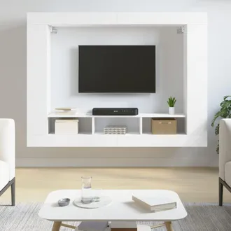 vidaXL Vidaxl - Mueble Para Tv Madera De Ingenier&iacute;a Blanco 152x22x113 Cm