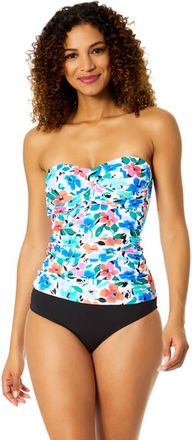 Anne Cole Womens Printed Twist Front Bandeaukini Swim Top in Fiore at Nordstrom, Size X-Small