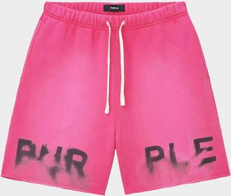 Purple Men & apos;s Fleece Smudge-Logo Drawstring Shorts