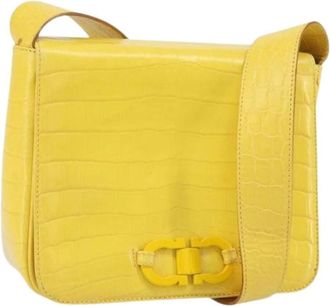 Ferragamo Pre-owned Cross Body Bags, female, Yellow, Size: ONE SIZE Pre-owned Leather Shoulder Bag