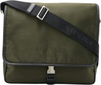 Prada Pre-owned Nylon Logo Jacquard Messenger Bag 2Vd166 - - Pre-owned - Uomo - Verde - ONE SIZE