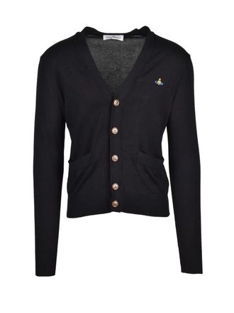 Vivienne Westwood Button-Front Black Cardigan with Subtle Emblem Detail