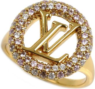 Louis Vuitton Gold Metal Rhinestone Band Ring (Pre-Owned)