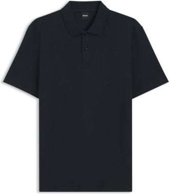 BOSS Cotton-blend polo shirt with bubble-structured jacquard