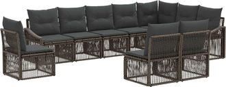 vidaXL Conjunto De Sof&aacute;s De Jard&iacute;n 10 Uds. Gris Rat&aacute;n Sint&eacute;tico Vidaxl