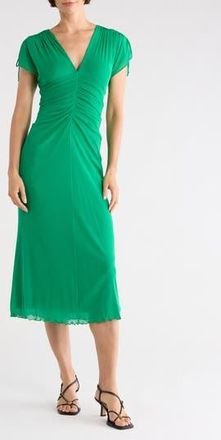 Diane Von F&uuml;rstenberg Gathered Cap Sleeve Dress in Signature Green at Nordstrom Rack, Size Xx-Small