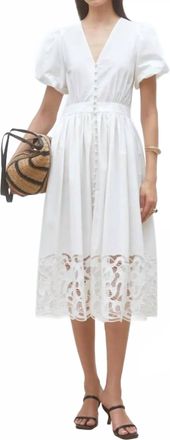 Suncoo Cecily Embroidered Poplin Midi Dress In Off-White