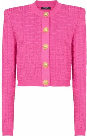 Balmain PB Labyrinth Gebreide Vest - Dames - Vesten - Roze - 2XS - Leer - Truien & Vesten