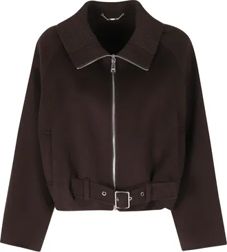 Seventy Dark Brown Boxy Belted Hem Wool-Blend Jacket