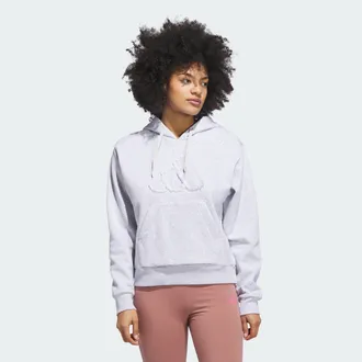 adidas Womens adidas Seasonal Essentials Ruffled Big Logo Graphic Hoodie