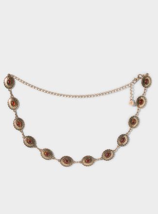 Simons Womens Amber orange stone medallion belt