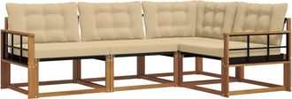 vidaXL Conjunto De Sof&aacute;s De Exterior 4 Uds. Natural Y Beige Vidaxl