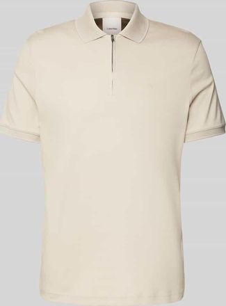 Calvin Klein Slim Fit Poloshirt mit Logo-Stitching Modell LIQUID TOUCH in Beige, Größe XXL