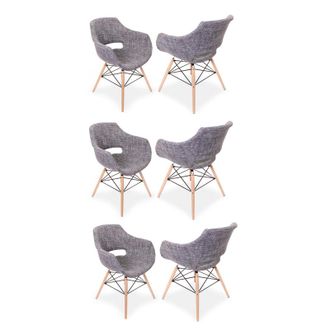 Life Interiors Life Interiors - Conjunto De 1/2/4/6 Olivia Eiffel Tela Sill&oacute;n Comedor Tub Silla Conjunto De 6 - Gris - Grey
