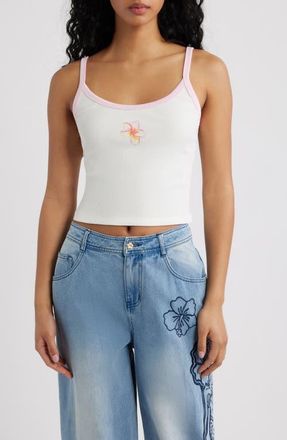 Kulani Kinis Floral Graphic Rib Scoop Neck Tank in Hibiscus Paradise at Nordstrom, Size X-Small
