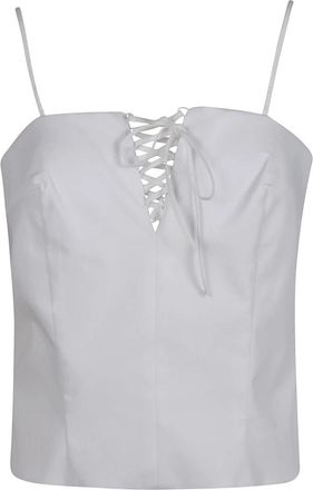 Federica Tosi Stijlvolle Lace-Up Top - Dames - Tops zonder mouwen - Wit - L - Katoen - Tops