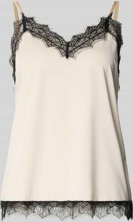 Freequent Top mit kontrastivem Spitzenbesatz Modell BICCO in Beige, Gr&ouml;&szlig;e XXL