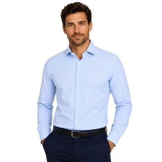 HUGO BOSS Heren P-Hank S Katoenen Kent Kraag Overhemd (Pastelblauw)
