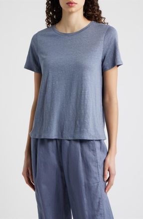 Eileen Fisher Organic Linen Crewneck T-Shirt in Flint at Nordstrom, Size Xx-Small