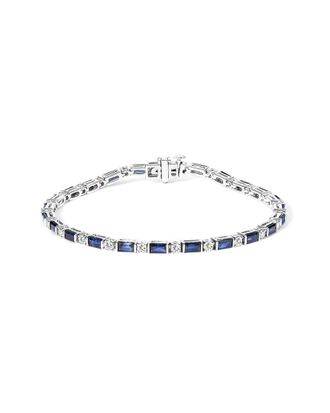 House of Brilliance Haus Of Brilliance Colorful Gemstones 14K 6.36 Ct. Tw. Diamond & Sapphire Tennis Bracelet