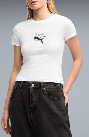 Puma Street Glam Slim Fit Cotton Graphic T-Shirt in Puma White at Nordstrom, Size X-Large