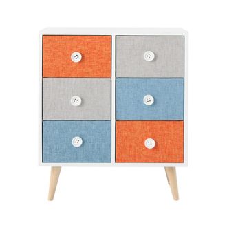 Mobili Rebecca Rebecca Mobili Cajonera Ahorro De Espacio 6 Cajones Madera Tejido Colorido Moderno