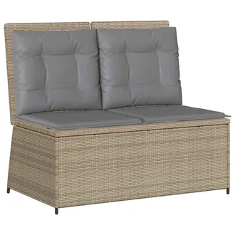 vidaXL Vidaxl Panca Reclinabile Da Giardino Con Cuscini Beige In Polyrattan