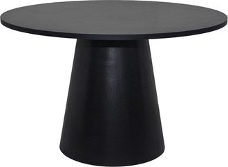 Oviala Mesa de comedor redonda escandinava de 120 cm con efecto madera negra
