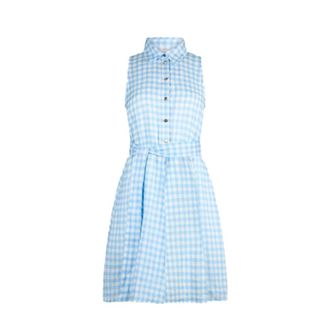 Liu Jo Short Dresses, female, Blue, Size: L Vichy Belted Shirt Dress