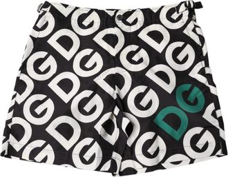 Dolce & Gabbana Mens Black White Logo Beachwear Shorts Swimwear Polyester