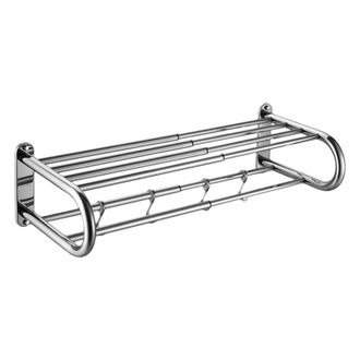 OEM Toallero Modular De Pared Con Doble Estante Y 4 Ganchos Extra&iacute;bles, Fabricado En Acero Inoxidable Resistente A La Corrosi&oacute;n, Regulable De 40 A 80 Cm