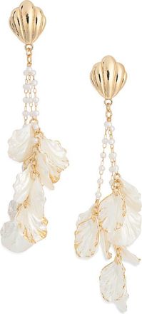 Nordstrom Rack Faux Pearl & Pearlescent Shell Drop Earrings in White- Gold at Nordstrom Rack