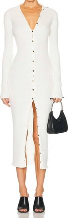 Courr&egrave;ges Light Rib Cardigan Long Dress In Heritage White