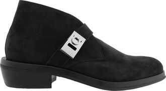 Ferragamo Suede Gancini Strap Ankle Boots, Size 9 E