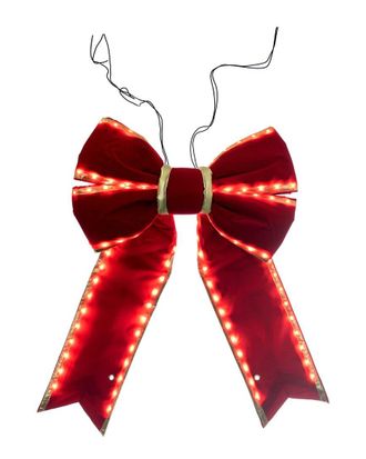 Vickerman 23In Led-Lighted Red Velvet Outdoor Christmas Bow With Hanging Wire