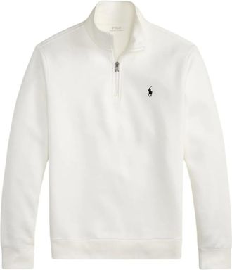 Polo Ralph Lauren Dubbelgebreide pullover met kwart rits - Wit