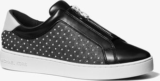 Michael Kors Keaton Embellished Signature Logo Zip-Up Trainer